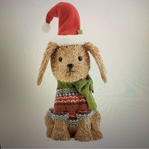 NWT Martha Stewart Sisal Animals Holiday Dog Tabletop Decor w/Red Santa Hat